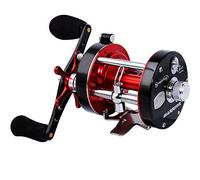 Sougayilang Mulinelli da pesca rotondi per baitcasting, mulinello convenzionale, corpo in metallo rinforzato e Supreme Star Drag-WA5000, rosso