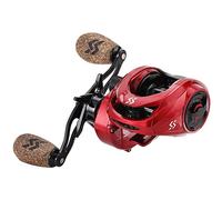 Sougayilang, Mulinelli per baitcasting, rapporto di recupero: 8:1, sistema di frenatura magnetica, mulinello da lancio, 9+1 cuscinetti a sfera, super liscio, anti-corrosione, per destrimani, rosso