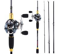 Sougayilang mulinello da pesca e Combo rod, 24-ton in fibra di carbonio di canne da pesca con mulinello baitcasting,11 + 1 cuscinetti a sfera per viaggi d' acqua dolce, Right, RIGHT