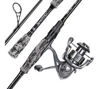 Sougayilang MX-1 - Canna da pesca da spinning e mulinello, 2 sezioni con mulinello da spinning 11+1BB, per spigola marina, pesce persico, merluzzo carbonaro, pesce labbro 2,1H