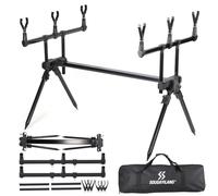 Sougayilang Rod Pod - Pesca alla carpa a 3 aste, regolabile in altezza e lunghezza, con borsa per il trasporto e 6 teste Rest + 5 m di ricarica in rete PVA, adatto per pesca alla carpa
