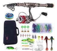 Sougayilang - Set di canna da pesca telescopica in fibra di carbonio con mulinello da spinning 12 +1 BB, custodia per il trasporto, kit di attrezzi da pesca per acqua salata e dolce, S1.8+20