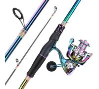 Sougayilang Spinning Fishing Combo, canna da pesca leggera e colorata a 2 sezioni con mulinello super liscio per acqua dolce e salata, 2,1Z