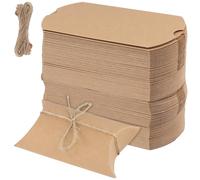 SOUJAP 100 scatole di carta marrone per cuscini, 13 x 8,8 x 3,5 cm, scatole per bomboniere, con corda di iuta, per matrimoni, feste di compleanno