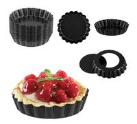 SOUJAP 20 teglie per quiche da 10 cm con base sciolta, mini teglia singola per crostata e flan da 10 cm per cottura