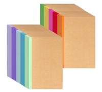 SOUJAP 50 PCS A5 Kraft Lined Notebook, 10 Color Kraft Cover Composition Journal Notepad with Rainbow Spines for Office, Daliy Use, 30 Sheets, 60 Pages