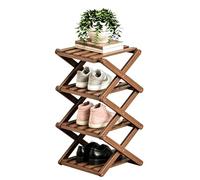 SOUJAP Scarpiera verticale piccola in legno, pieghevole a 4 livelli, scarpiera in bambù, senza installazione, scarpiera stretta per corridoio, camera da letto, piccoli spazi