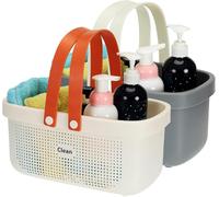 SOUJOY Confezione da 2 cestini in plastica con manici, cestino portatile per doccia, organizer per shampoo, balsamo, lozioni, bagno, dormitorio universitario e cucina