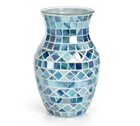 SOUJOY Vaso a mosaico, in vetro, blu, per centrotavola, fatto a mano, per matrimoni, composizioni floreali, soggiorno, cucina, decorazione per la casa