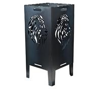 SOUK ONE Braciere con cervo e leone - Braciere massiccio in acciaio per esterni con motivo stabile, resistente alle intemperie, perfetto per giardino, terrazza, protezione volante, design Cut-Out (50