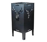 SOUK ONE Braciere con cervo e leone - Braciere massiccio in acciaio per esterni con motivo stabile, resistente alle intemperie, perfetto per giardino, terrazza, protezione volante, design Cut-Out (50