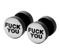 Soul-Cats 1 paio Fake Plugs Fuck You Orecchini Gioielli Bianco Nero Fu, senza, colore: bianco, cod. F148_1