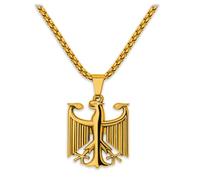 Soul-Cats Collana con ciondolo a forma di aquila federale, in acciaio inox 316L, lucidato a mano, in argento o oro, varie catene e lunghezze 55-70 cm, confezione regalo, 60 cm - Panzerkette, Acciaio