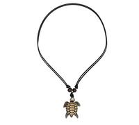 Soul-Cats Collana da surfista con ciondolo a forma di tartaruga, in tessuto nero, stile boho, unisex, 40 mm, tessuto, Nessuna pietra preziosa