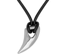 Soul-Cats Collana in pelle con dente di drago, acciaio inossidabile, Pelle Acciaio inossidabile, Nessuna pietra preziosa