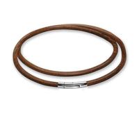 Soul-Cats Collana in pelle, in acciaio inox, chiusura a leva a pressione, nero, marrone, marrone scuro, lunghezza 42-60 cm, 4 spessori 2 3 4 5 mm, 2 mm, braun, 60 cm, Pelle