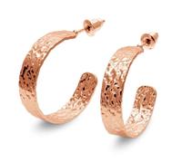 Soul-Cats Orecchini a cerchio martellati da donna, in argento e oro rosa, con ampi semicerchi, eleganti, design a perno, moderni ed eleganti
