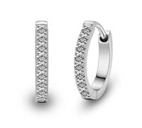 Soul-Cats Piccoli orecchini a cerchio rotondi in acciaio inox color argento Ø 16 mm con zirconi bianchi - classici orecchini da donna