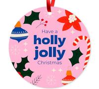 Soul Décor Have A Holly Jolly Christmas 2025 Ornament, sacchetto di velluto incluso, grande ornamento rotondo ACM da 9,5 cm