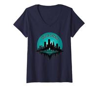 Soul of Chicago House Music - Top da Uomo con Grafica Maglietta con Collo a V, Donna, Navy, S