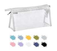 Soul Projek Rettangolare Astuccio Trasparente con zip per Rientro Scuola | Bianco Astuccio Bambino e Adulti, Impermeabile Beauty case Trasparente, PVC Pochette da Viaggio, Clear Pencil Case