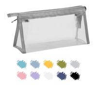 Soul Projek Rettangolare Astuccio Trasparente con zip per Rientro Scuola | Grigio Astuccio Bambino e Adulti, Impermeabile Beauty case Trasparente, PVC Pochette da Viaggio, Clear Pencil Case