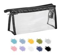 Soul Projek Rettangolare Astuccio Trasparente con zip per Rientro Scuola | Nero Astuccio Bambino e Adulti, Impermeabile Beauty case Trasparente, PVC Pochette da Viaggio, Clear Pencil Case