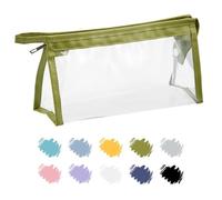 Soul Projek Rettangolare Astuccio Trasparente con zip per Rientro Scuola | Verde Astuccio Bambino e Adulti, Impermeabile Beauty case Trasparente, PVC Pochette da Viaggio, Clear Pencil Case