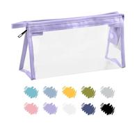 Soul Projek Rettangolare Astuccio Trasparente con zip per Rientro Scuola | Viola Astuccio Bambino e Adulti, Impermeabile Beauty case Trasparente, PVC Pochette da Viaggio, Clear Pencil Case