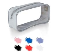 Soul Projekt Astuccio Trasparente con zip, Grigio Grande Astucci Plastica Bambini, Astuccino Piccolo, Impermeabile Astuccio pvc per Viaggio, Trucchi, Borsa Sacchetto Di Matita Astucci Bambini E Adulti