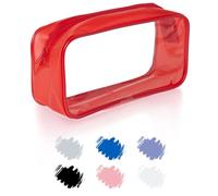 Soul Projekt Astuccio Trasparente con zip, Rosso Grande Astucci Plastica Bambini, Astuccino Piccolo, Impermeabile Astuccio pvc per Viaggio, Trucchi, Borsa Sacchetto Di Matita Astucci Bambini E Adulti