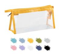 Soul Projekt Giallo Astuccio trasparente portamatite, materiale impermeabile in pvc di alta qualità e durevole, Astuccio trasparente da viaggio per trucco e cosmetici, Pencil Case Yellow x1