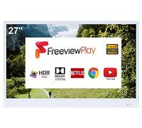 Soulaca 27 pollici Smart LED TV nero per il bagno, 1080P Waterpoof con Wi-Fi e Bluetooth, integrato con altoparlante sistema Android 14.0, B185 HEVC Main10