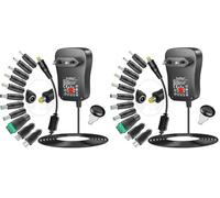SoulBay 6V - 24V 41W Alimentatore Switching Universale per Caricabatterie CA/CC con punte CC da 11 pezzi, contiene spina USB-C per Elettronica Domestica e Strisce LED - 2000 mA max (Confezione da 2)