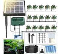 SoulBay Kit di Irrigazione a Goccia Automatica ad Energia Solare con Timer a 12 Modalità per Piante in Vaso da Giardino Interno ed Esterno, Tubo da 150 cm
