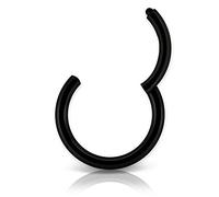 SoulCats Anello per Piercing del setto, universalmente applicabile nel Colore Nero, Spessore della Barra: 1,6 mm, Diametro: 8 mm