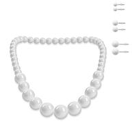 SoulCats Collana di Perle + 3 Paia di Orecchini e Collana da Donna Rosso Bianco Nero, Colore: Bianco