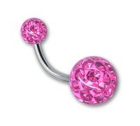 SoulCats® Piercing all'ombelico Piercing Banana con Rivestimento epossidico Gel Sfera di Cristallo Verga 1.6, Colore: Rosa; Lunghezza: 12 mm