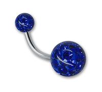 SoulCats® Piercing all'ombelico Piercing Banana con Rivestimento epossidico Gel Sfera di Cristallo Verga 1.6, Colore: Blu Scuro; Lunghezza: 10 mm