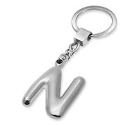 SoulCats Portachiavi a Forma di Lettere 3D in Acciaio Inox Massiccio in Argento, Lettera: N
