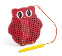 Soulchen 1 mini lavagna magnetica da viaggio, colore rosso | Kit da disegno da viaggio con penna stilo e perline, simpatico gufo da viaggio magnetico forniture per attività in aereo e