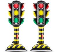 Soulchen Confezione da 2 palloncini giganti da 1,1 m con base per auto da corsa, decorazione per feste di compleanno a tema auto da corsa, forniture per la sicurezza del traffico