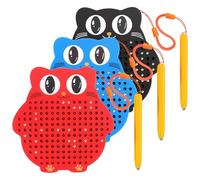 Soulchen Kit di 3 mini lavagne magnetiche da disegno con perline e penna stilo magnetica, simpatico gufo, forniture magnetiche da viaggio per attività in aereo e auto