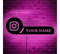 souleather Insegna al neon con nome utente Instagram | Cartello LED Instagram personalizzato | Decorazione influencer sui social media | Display luminoso in streaming personalizzato | Display nome