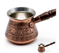 SoulfulTides Caffettiera da 450 ml realizzata a mano in rame spesso 2 mm incisa - Caffettiera turca - Caffettiera turca - Cezve - Ibrik - Briki - Turkish Coffee Pot - Moka Pot - Caraffa in rame - per