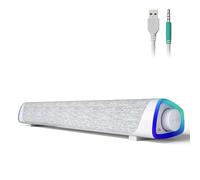 SOULION R30 Altoparlanti PC, Alimentazione USB Altoparlanti Computer, 3.5mm AUX, Luci LED Colorate con Pulsante di Interruttore, Casse PC Surround Soundbar per Computer, Portatile, Laptop, Desktop