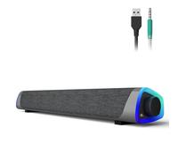 SOULION R30 Altoparlanti PC, Alimentazione USB Altoparlanti Computer, 3.5mm AUX, Luci LED Colorate con Pulsante di Interruttore, Casse PC Surround Soundbar per Computer, Portatile, Laptop, Desktop
