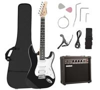 Soulmate Kit chitarra elettrica per principianti 39 pollici Full Size HSS Pick Up Right Hand Starter Solid Body Chitarra, con amplificatore, borsa, capotasto, cinghia, corda, cavo, plettri, nero