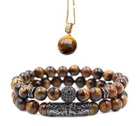 soulnioi 2pcs occhio di tigre 10 mm perline braccialetto pietra occhio di tigre collana ciondolo palla pietra gioielli spirituali per la protezione