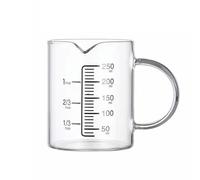 Soulnioi Caraffa graduata in vetro da 250 ml, con manico, misure trasparenti per cottura di liquidi da cucina, bicchiere in vetro borosilicato di facile lettura
